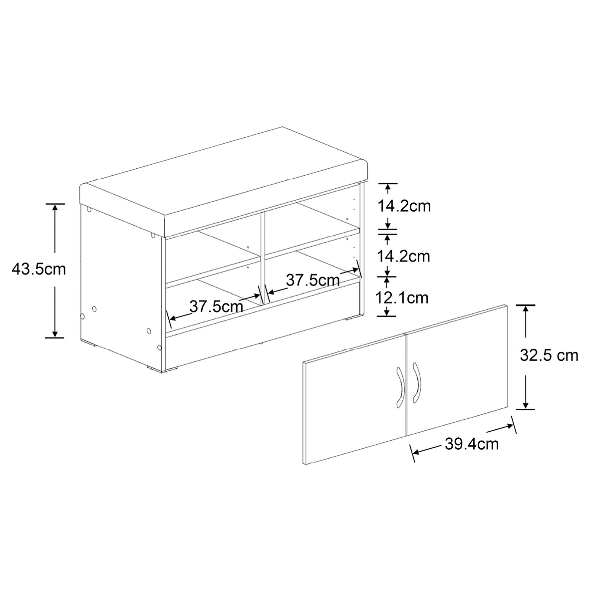 Gerry 2 Door Shoe Bench