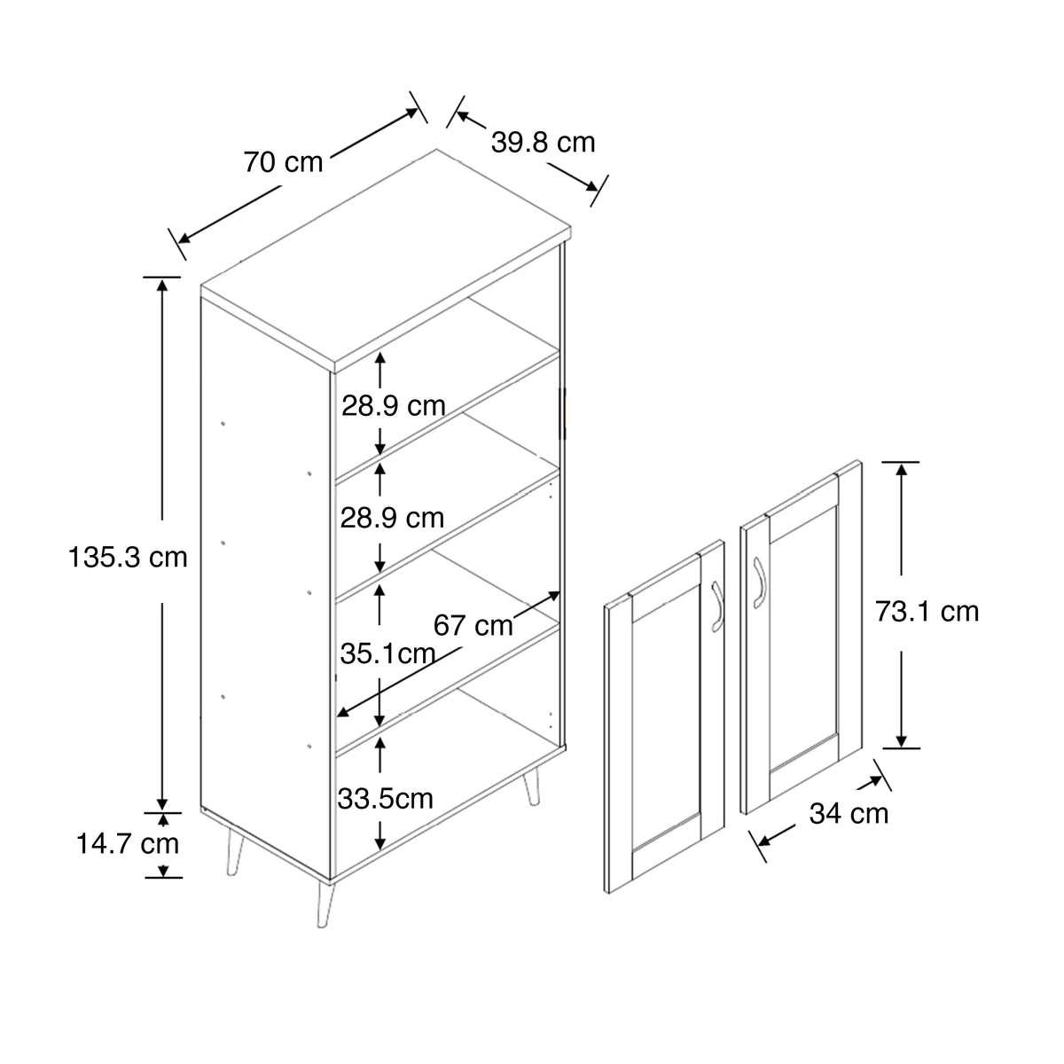 Stelle 2 Door Bookcase