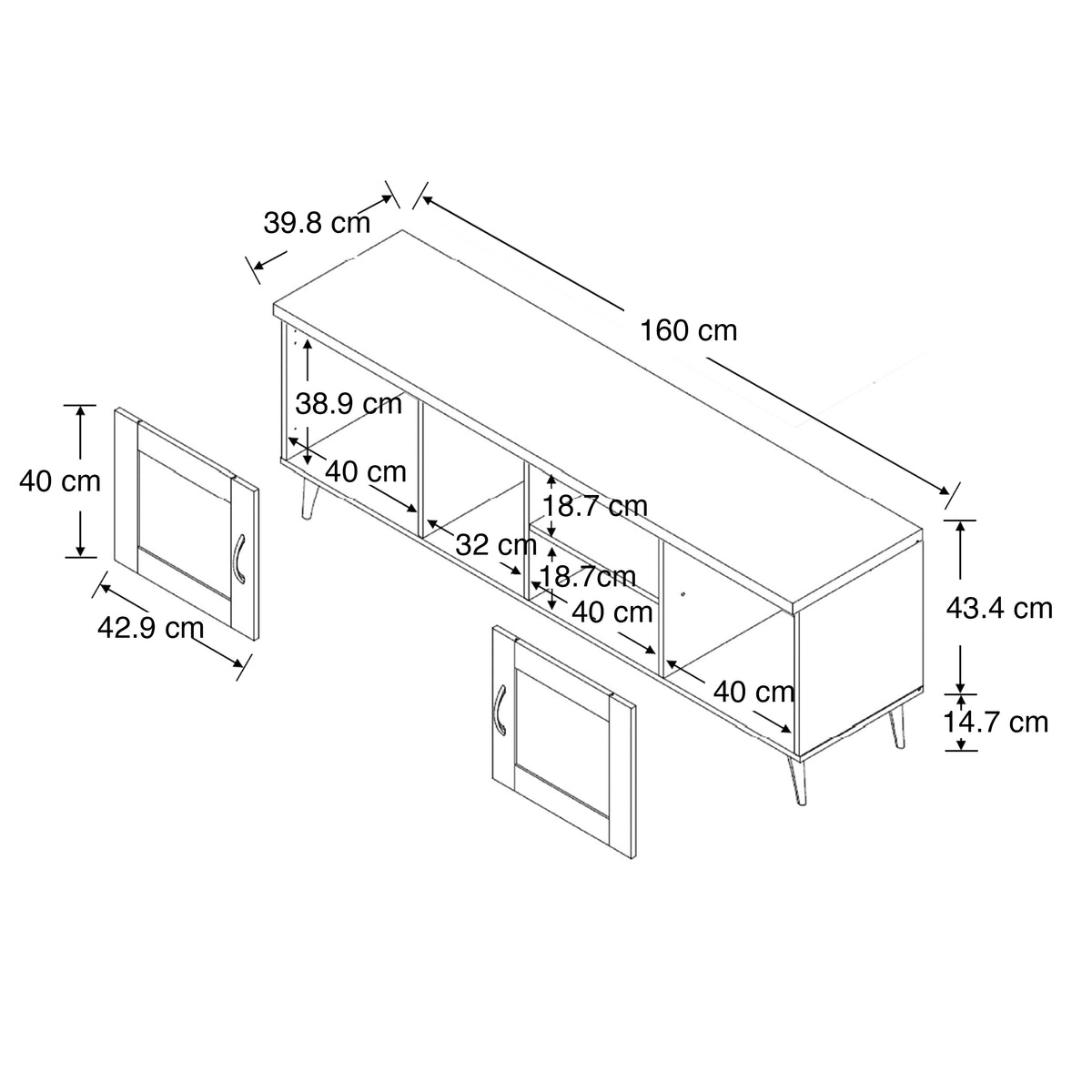 Stelle 160 cm TV Bench