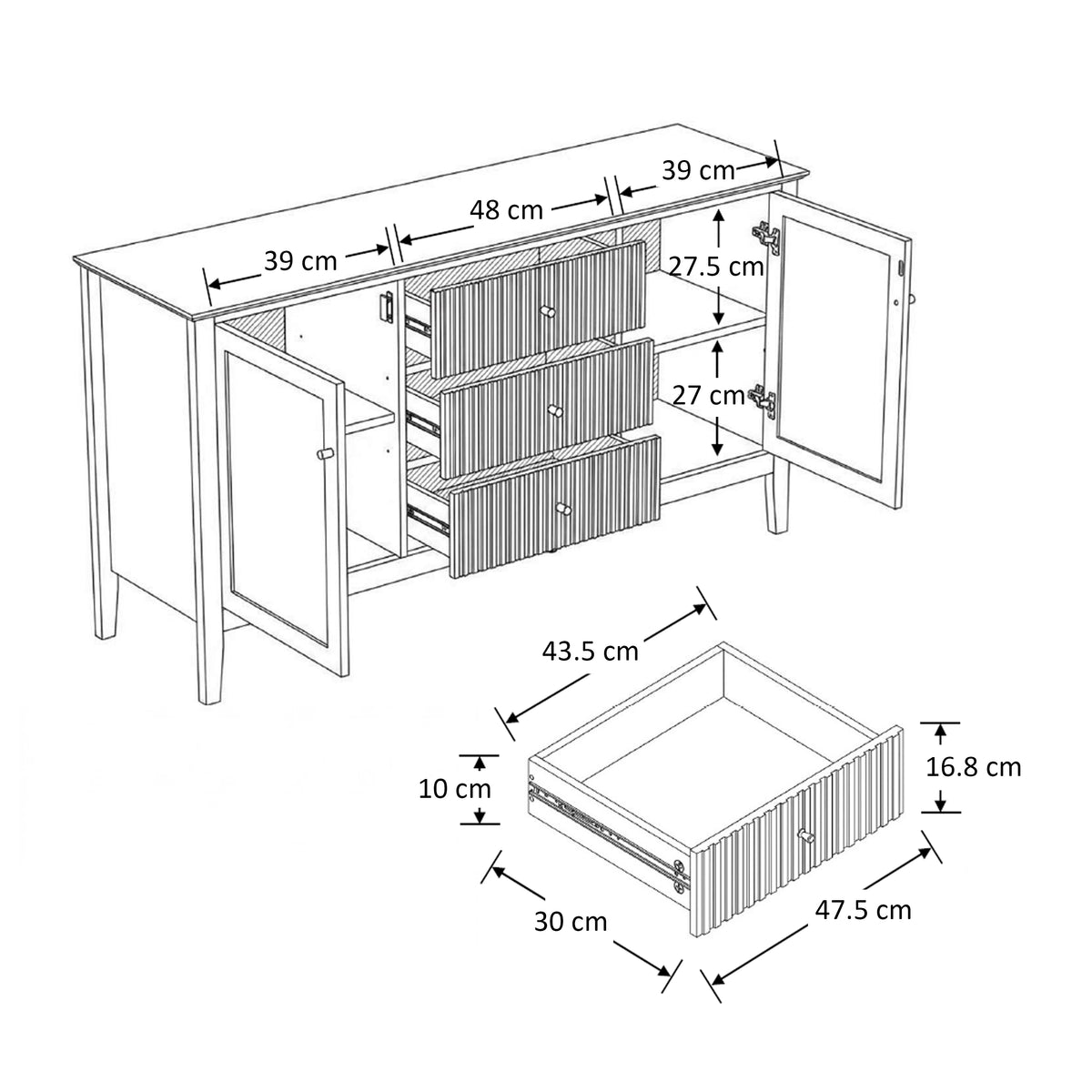 Prince Fluted Buffet Cabinet