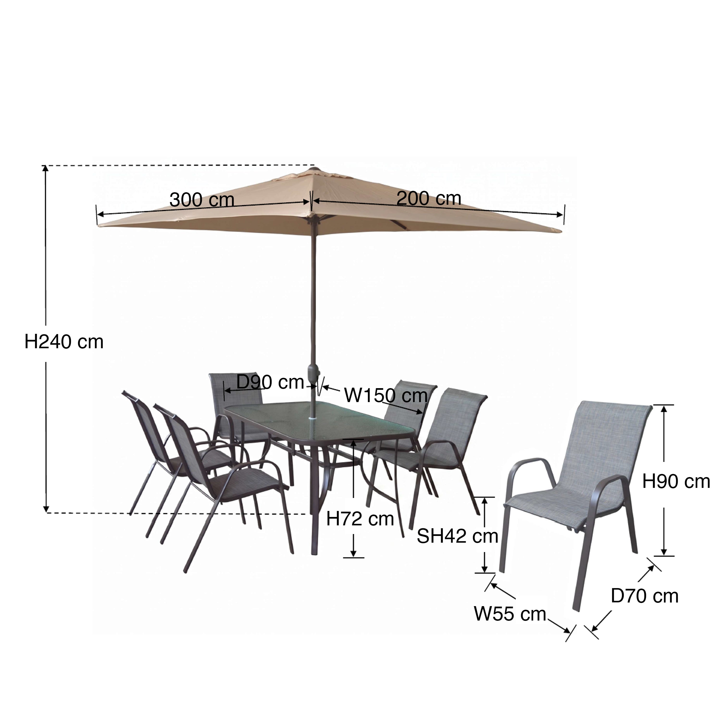 Synnova 6 Seater Outdoor Dining Set with Umbrella