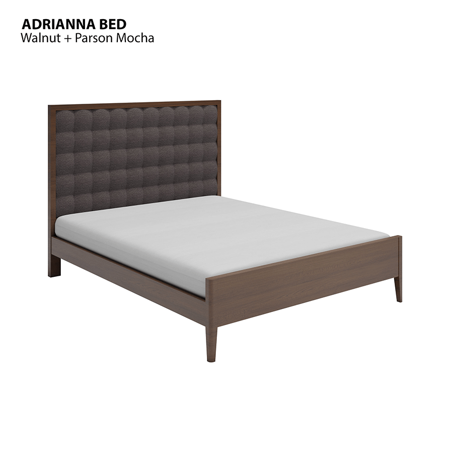 MORE ADRIANNA OPTIONS Adrianna 60x75" Bed - Walnut Brown Adrianna 60x75" Bed - Walnut Brown Fabric Parson Mocha Mandaue Foam