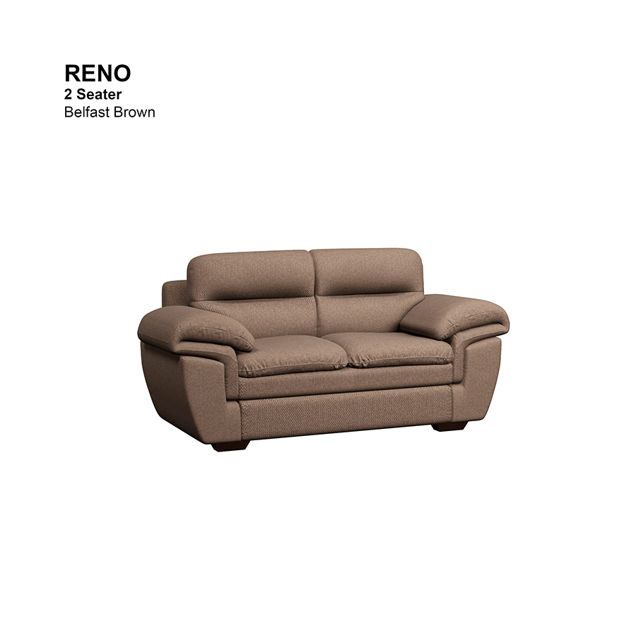 MORE RENO OPTIONS Reno 2 Seater Sofa Reno 2 Seater Sofa Fabric Belfast Brown Mandaue Foam