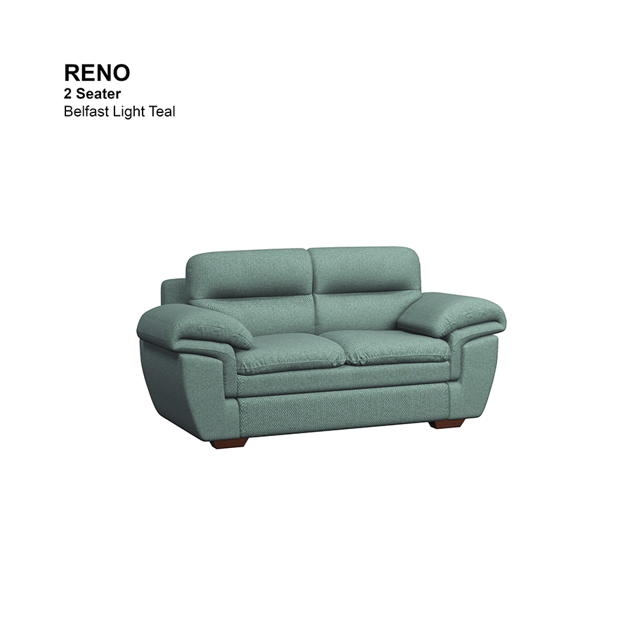 MORE RENO OPTIONS Reno 2 Seater Sofa Reno 2 Seater Sofa Fabric Belfast Light Teal Mandaue Foam