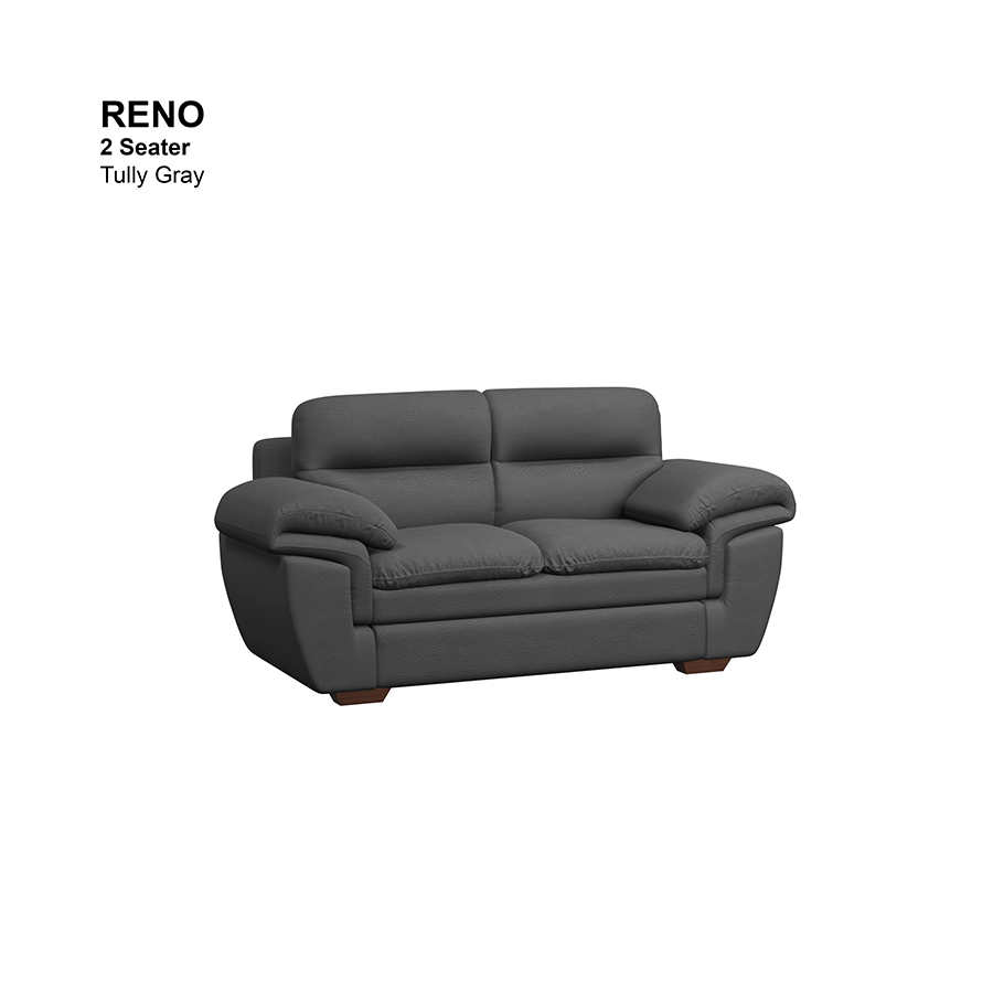 MORE RENO OPTIONS Reno 2 Seater Sofa Reno 2 Seater Sofa Leatherette Tully Gray Mandaue Foam
