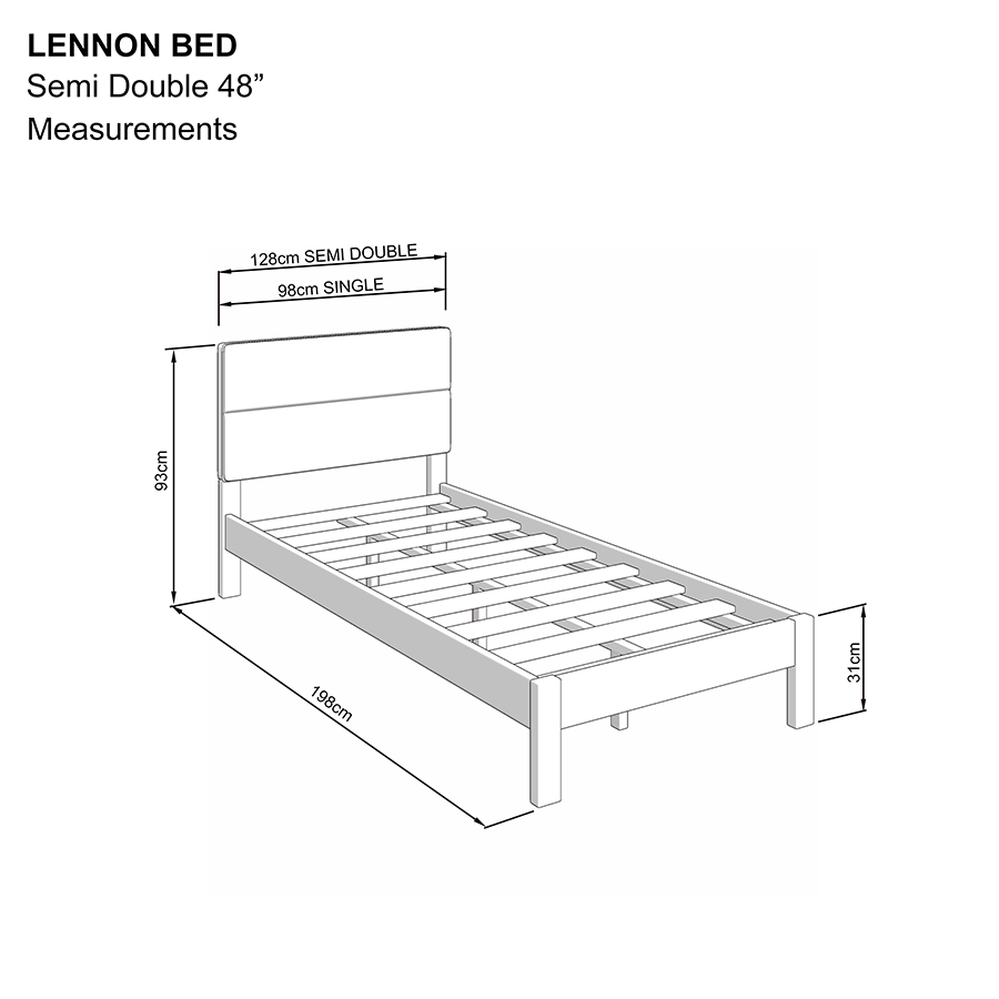 Lennon 48x75" Bed - Oak