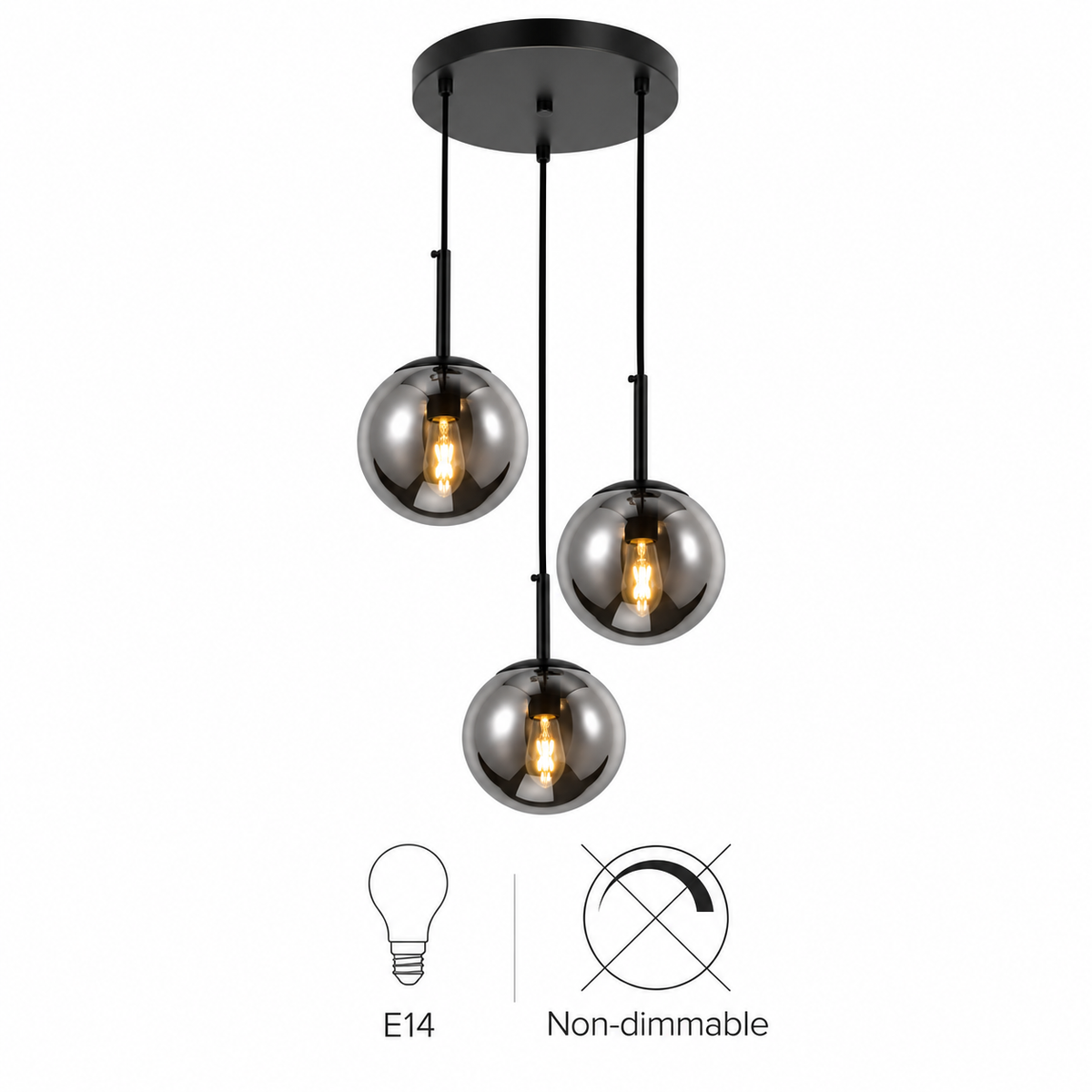 Giora Black Modern Light Fixtures - 3 Shades