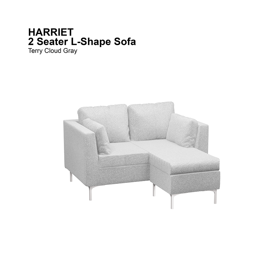MORE HARRIET OPTIONS Harriet L-shape 2 Seat Sofa Harriet L-shape 2 Seat Sofa Lux Terry Cloudy Gray Mandaue Foam