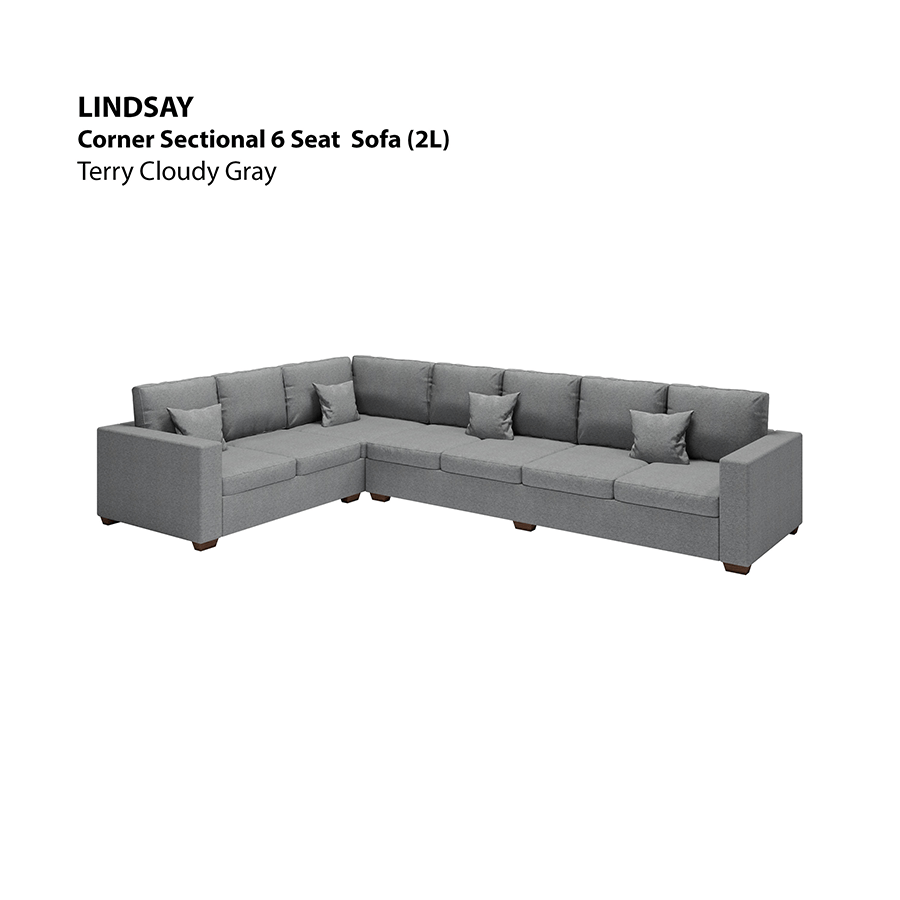 MORE LINDSAY OPTIONS Lindsay Sectional 6 Seat (2L) Sofa Lindsay Sectional 6 Seat (2L) Sofa Lux Terry Cloudy Gray Mandaue Foam