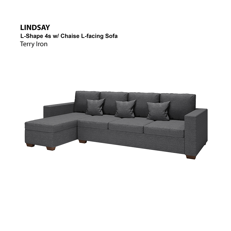 MORE LINDSAY OPTIONS Lindsay L-shape 4 Seat with Chaise (Left Facing) Sofa Lindsay L-shape 4 Seat with Chaise (Left Facing) Sofa Lux Terry Iron Mandaue Foam