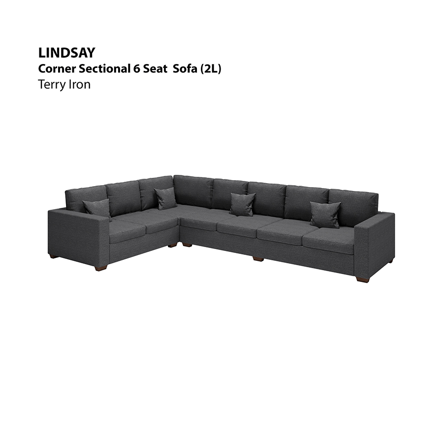 MORE LINDSAY OPTIONS Lindsay Sectional 6 Seat (2L) Sofa Lindsay Sectional 6 Seat (2L) Sofa Lux Terry Iron Mandaue Foam