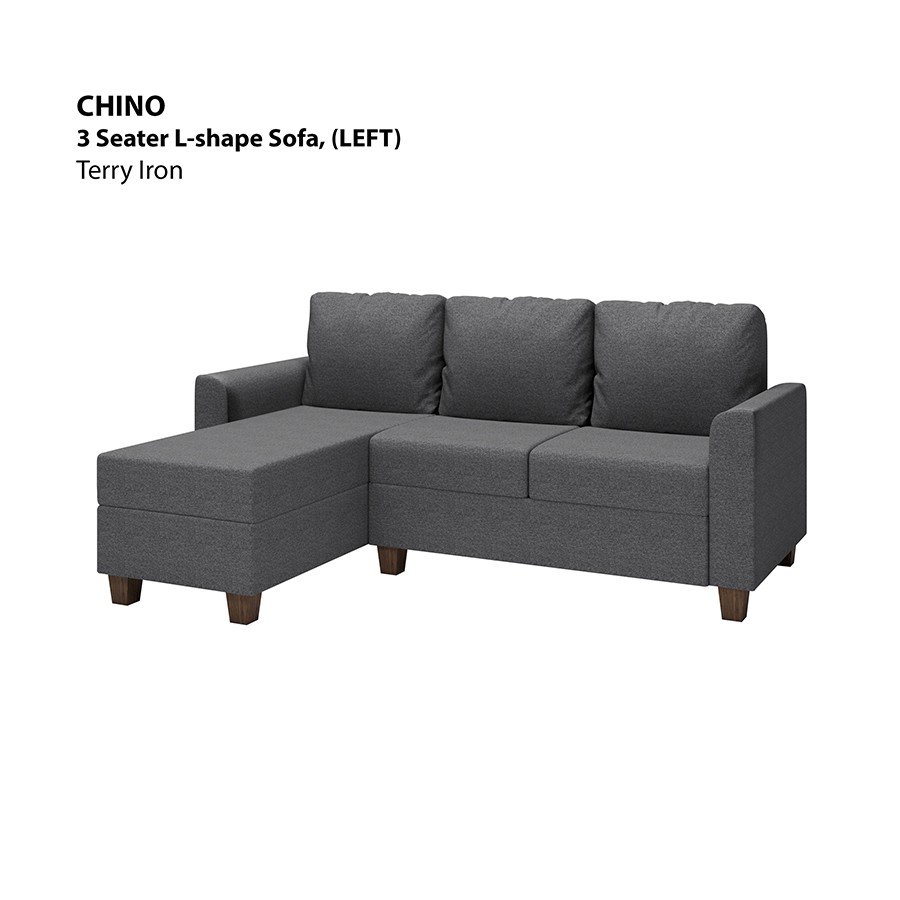 MORE CHINO OPTIONS Chino L-shape 3 Seat with Chaise (Left Facing) Sofa Chino L-shape 3 Seat with Chaise (Left Facing) Sofa Lux Terry Iron Mandaue Foam