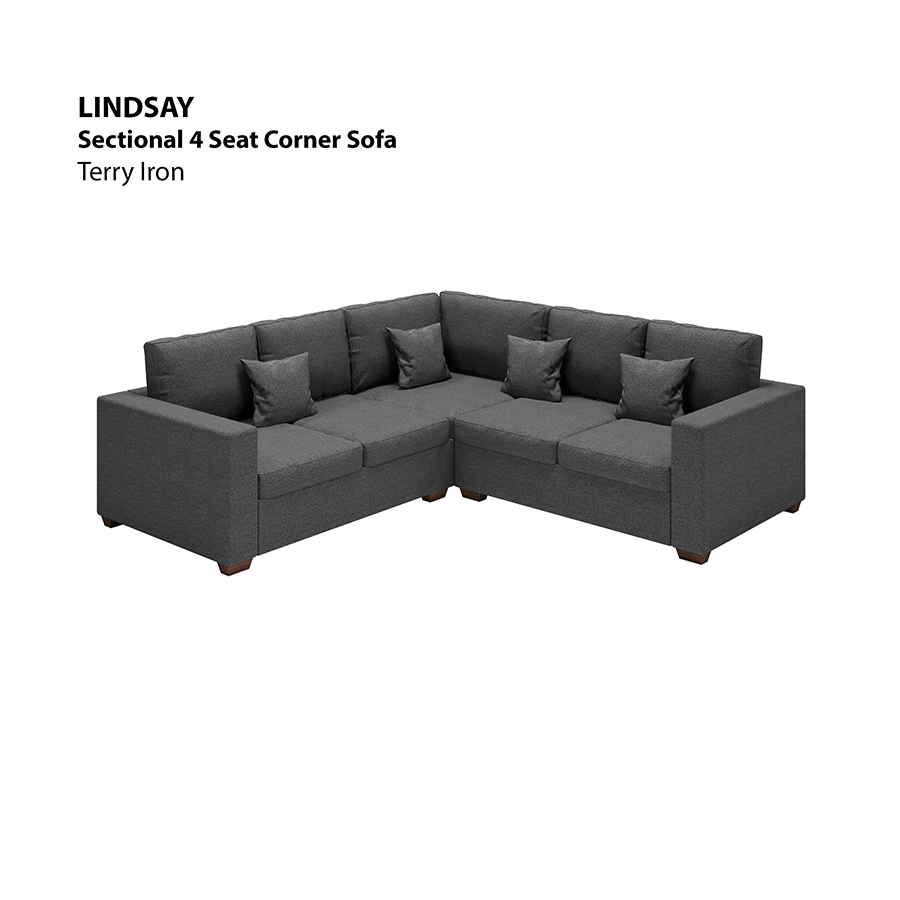 MORE LINDSAY OPTIONS Lindsay Sectional 4 Seat Corner Sofa Lindsay Sectional 4 Seat Corner Sofa Lux Terry Iron Mandaue Foam