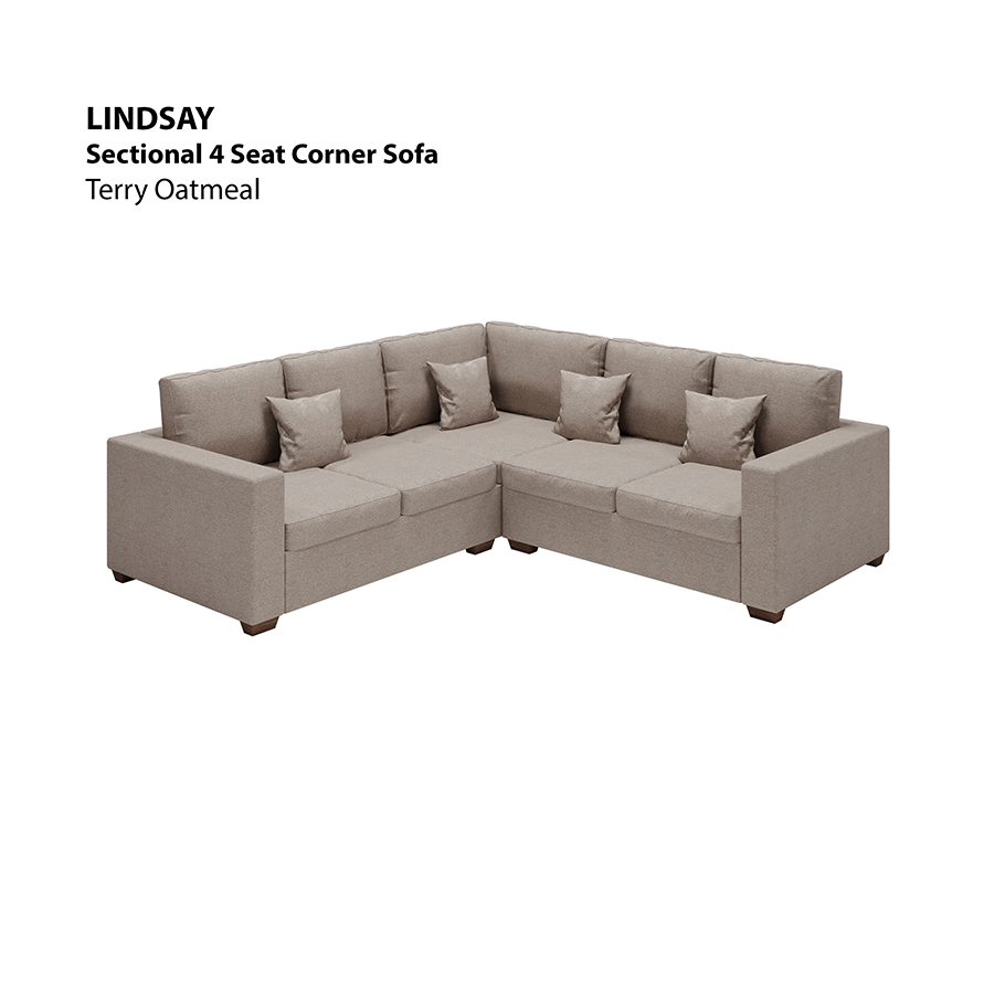 MORE LINDSAY OPTIONS Lindsay Sectional 4 Seat Corner Sofa Lindsay Sectional 4 Seat Corner Sofa Lux Terry Oatmeal Mandaue Foam