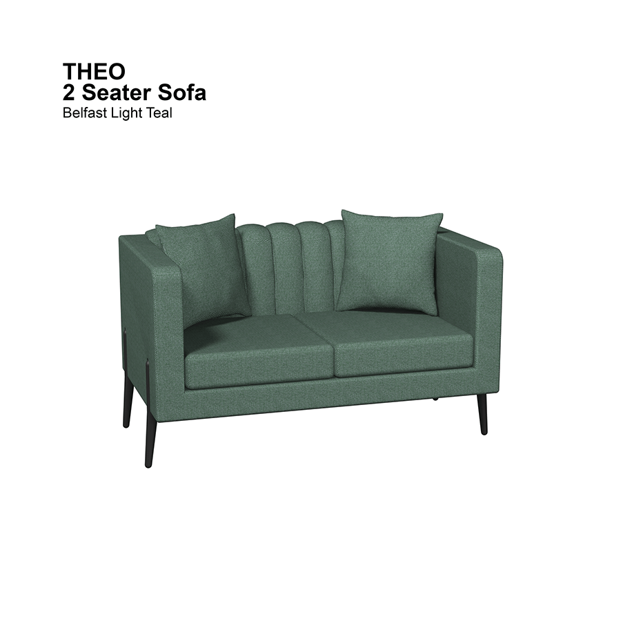 MORE THEO OPTIONS Theo 2 Seater Sofa Theo 2 Seater Sofa Fabric Belfast Light Teal Mandaue Foam