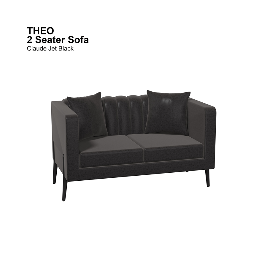MORE THEO OPTIONS Theo 2 Seater Sofa Theo 2 Seater Sofa Lux Claude Jet Black Mandaue Foam