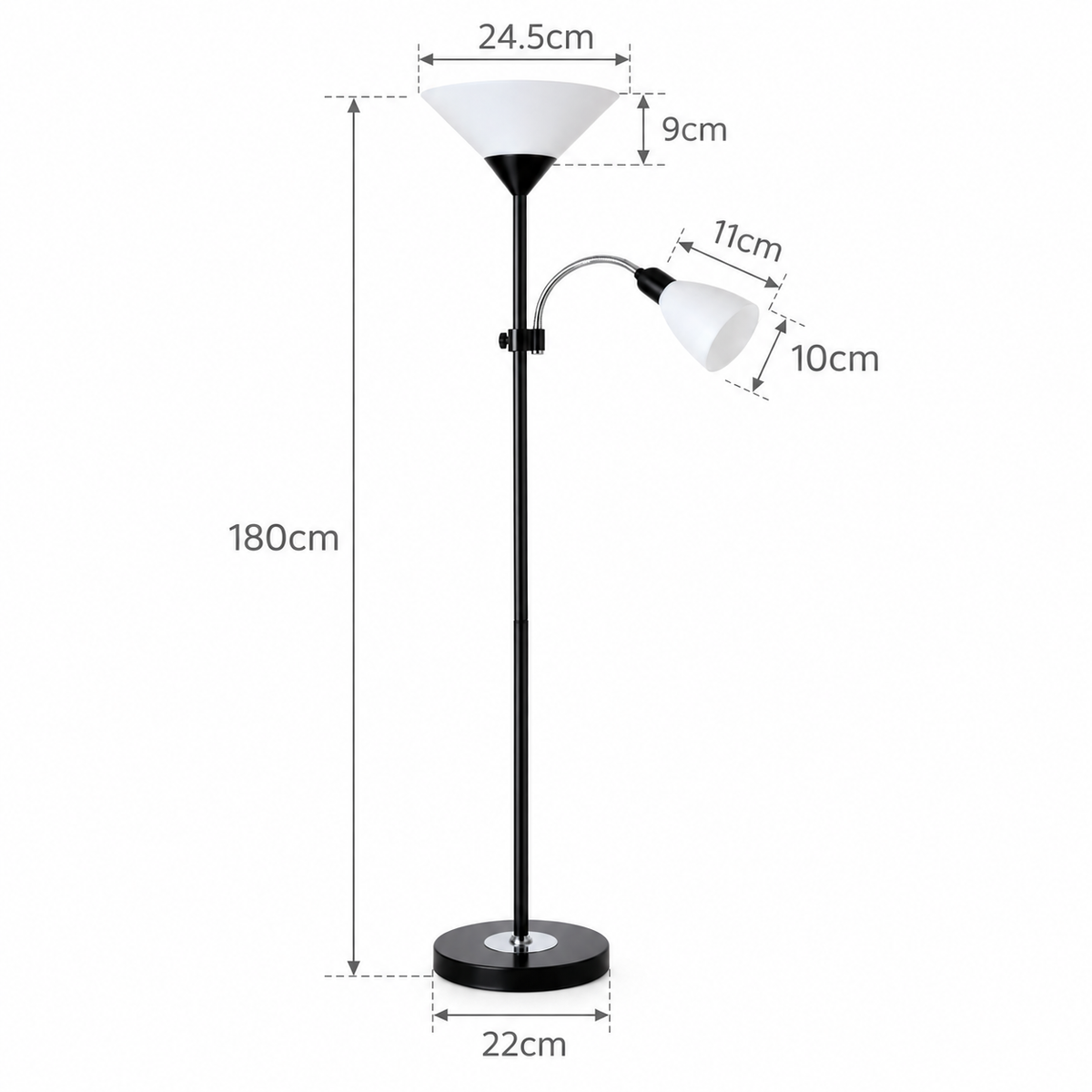 Torchiere Floor Lamp with Reading Lamp