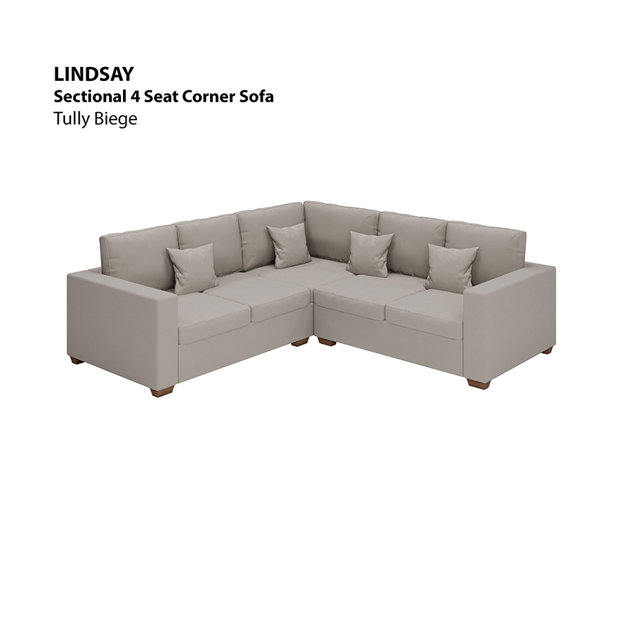 MORE LINDSAY OPTIONS Lindsay Sectional 4 Seat Corner Sofa Lindsay Sectional 4 Seat Corner Sofa Leatherette Tully Beige Mandaue Foam
