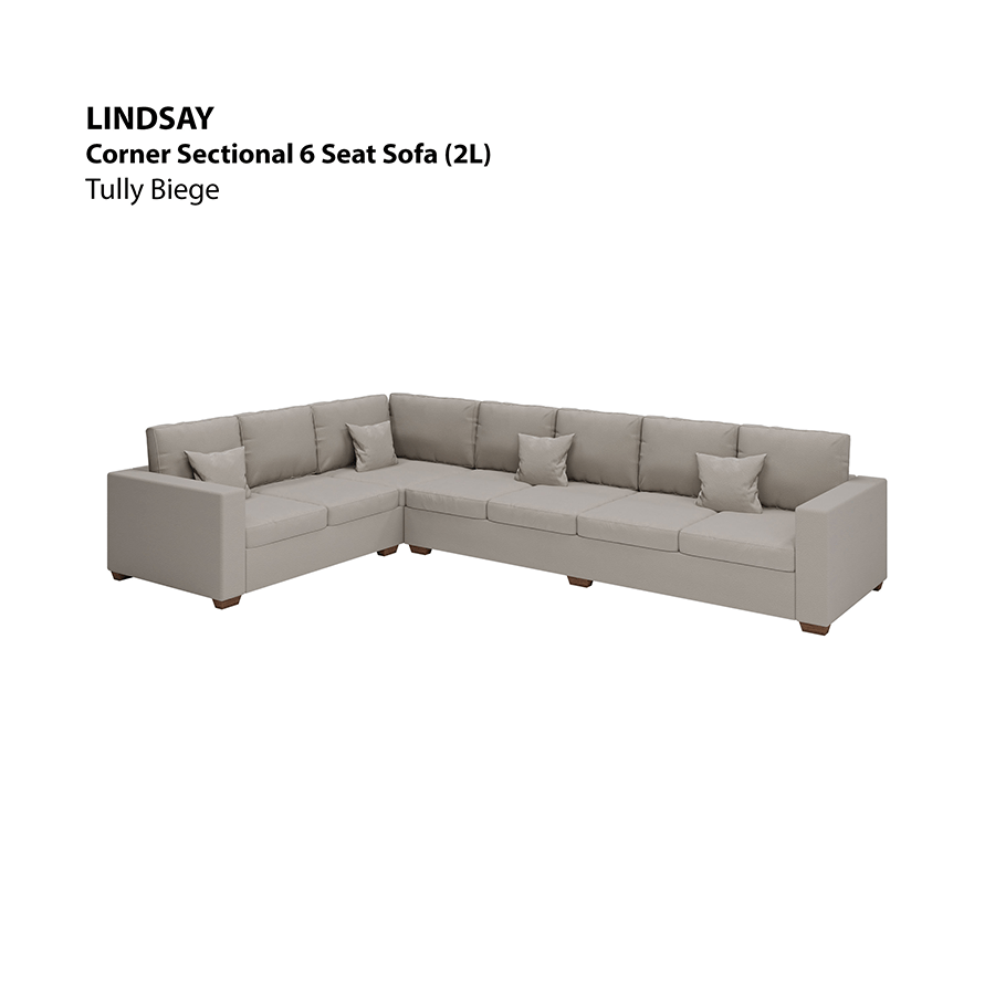 MORE LINDSAY OPTIONS Lindsay Sectional 6 Seat (2L) Sofa Lindsay Sectional 6 Seat (2L) Sofa Leatherette Tully Beige Mandaue Foam
