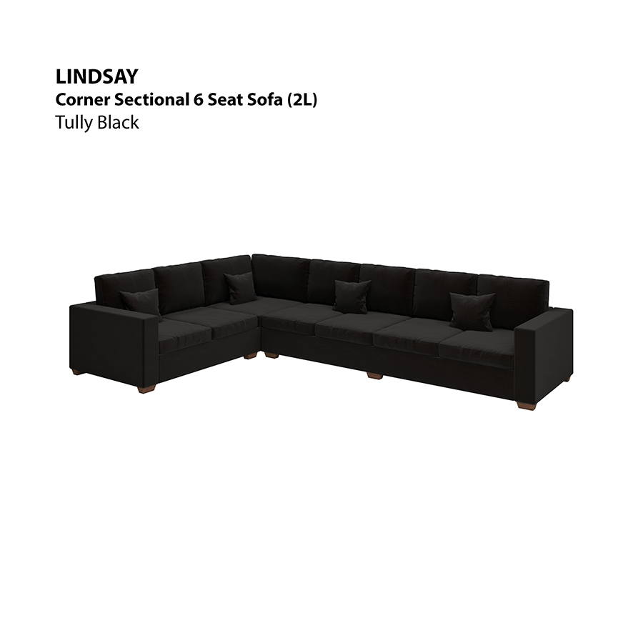 MORE LINDSAY OPTIONS Lindsay Sectional 6 Seat (2L) Sofa Lindsay Sectional 6 Seat (2L) Sofa Leatherette Tully Black Mandaue Foam