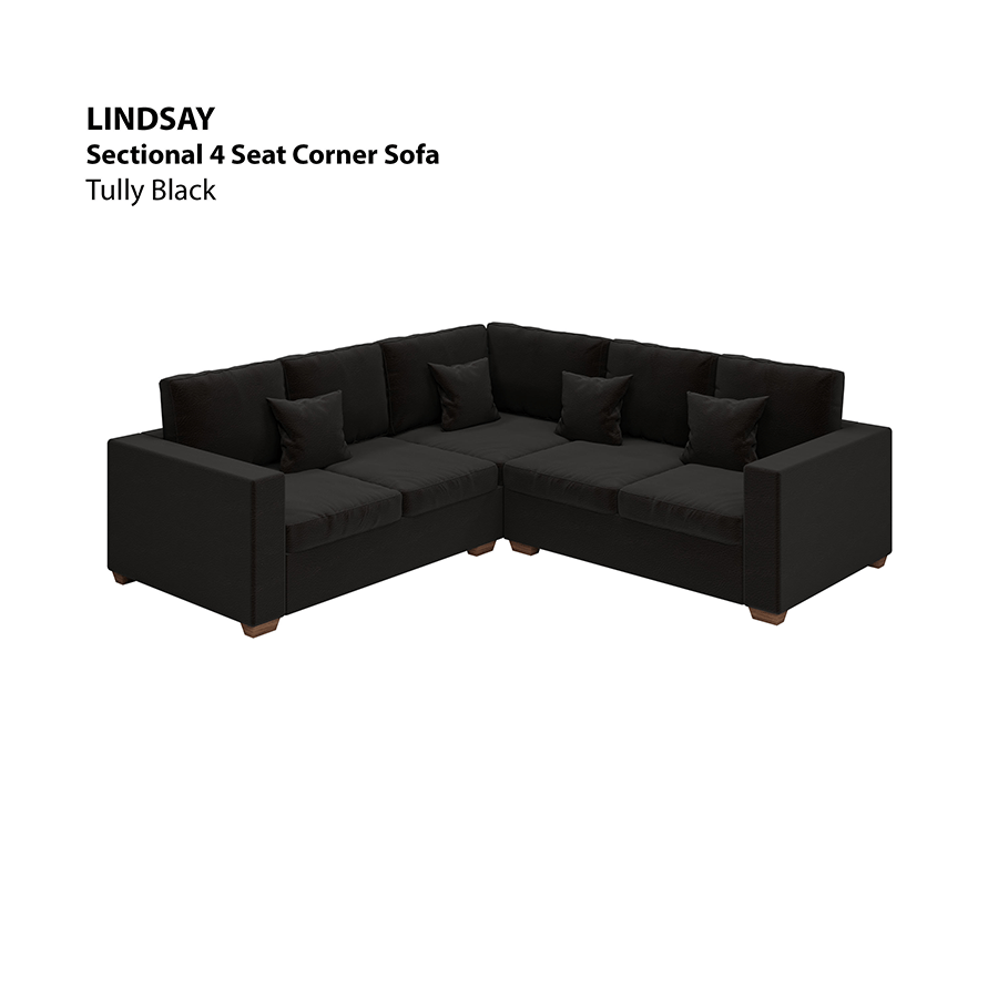 MORE LINDSAY OPTIONS Lindsay Sectional 4 Seat Corner Sofa Lindsay Sectional 4 Seat Corner Sofa Leatherette Tully Black Mandaue Foam