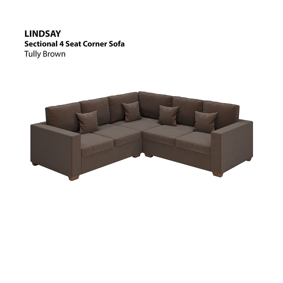 MORE LINDSAY OPTIONS Lindsay Sectional 4 Seat Corner Sofa Lindsay Sectional 4 Seat Corner Sofa Leatherette Tully Brown Mandaue Foam