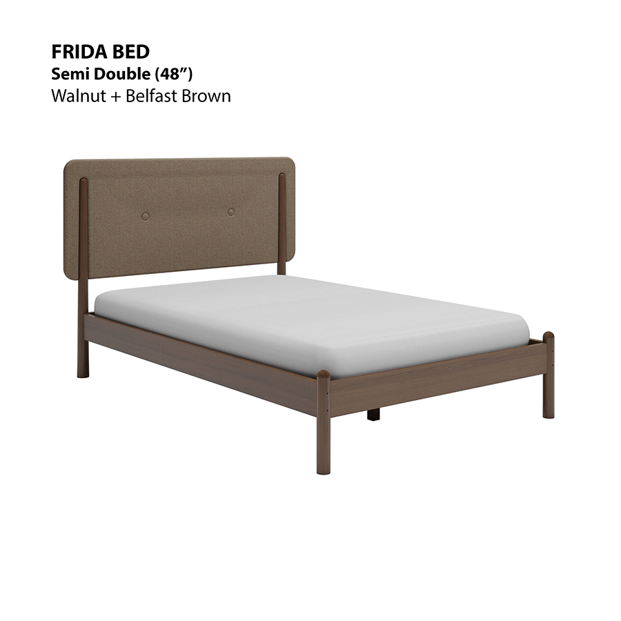 MORE FRIDA OPTIONS Frida 48x75" Bed - Walnut Brown Frida 48x75" Bed - Walnut Brown Fabric Belfast Brown Mandaue Foam