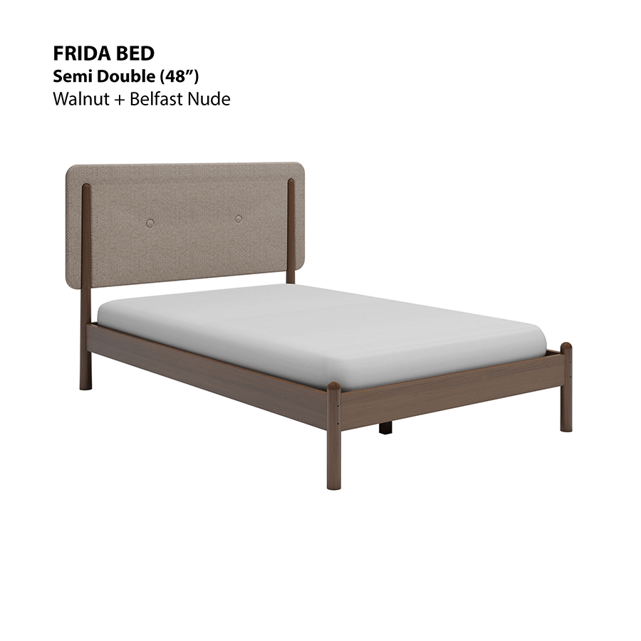 MORE FRIDA OPTIONS Frida 48x75" Bed - Walnut Brown Frida 48x75" Bed - Walnut Brown Fabric Belfast Nude Mandaue Foam