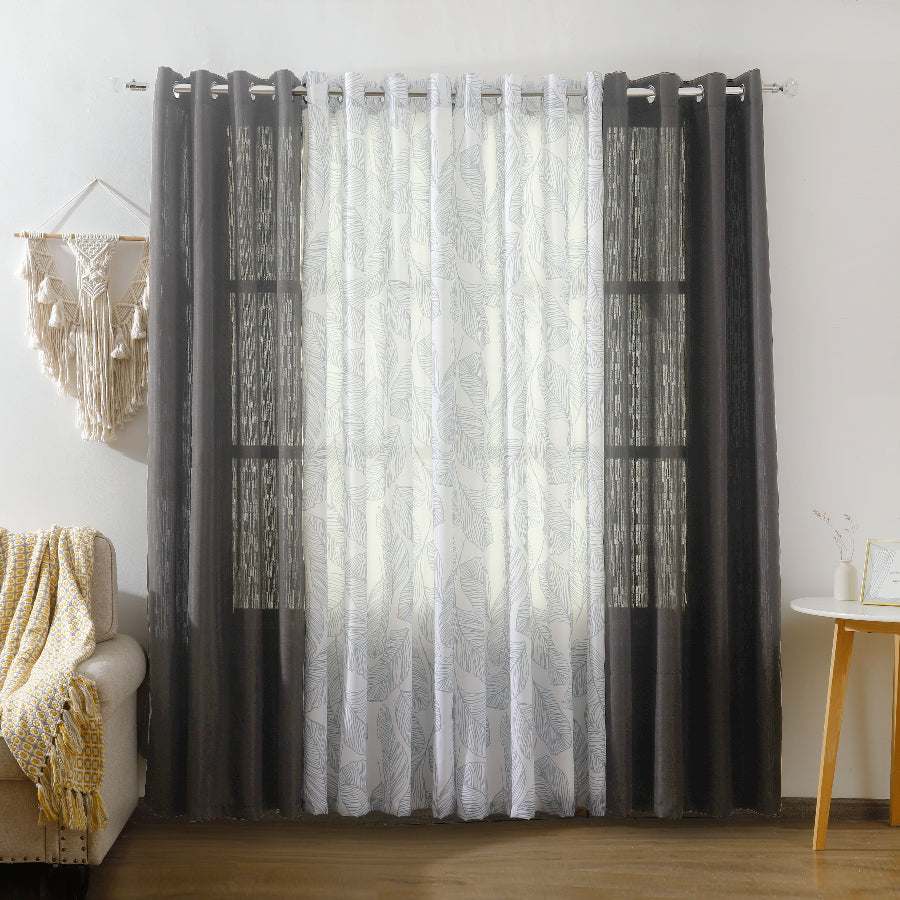 Benno Plain & Printed Set of 5 Curtains