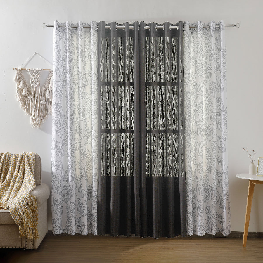 Benno Plain & Printed Set of 5 Curtains