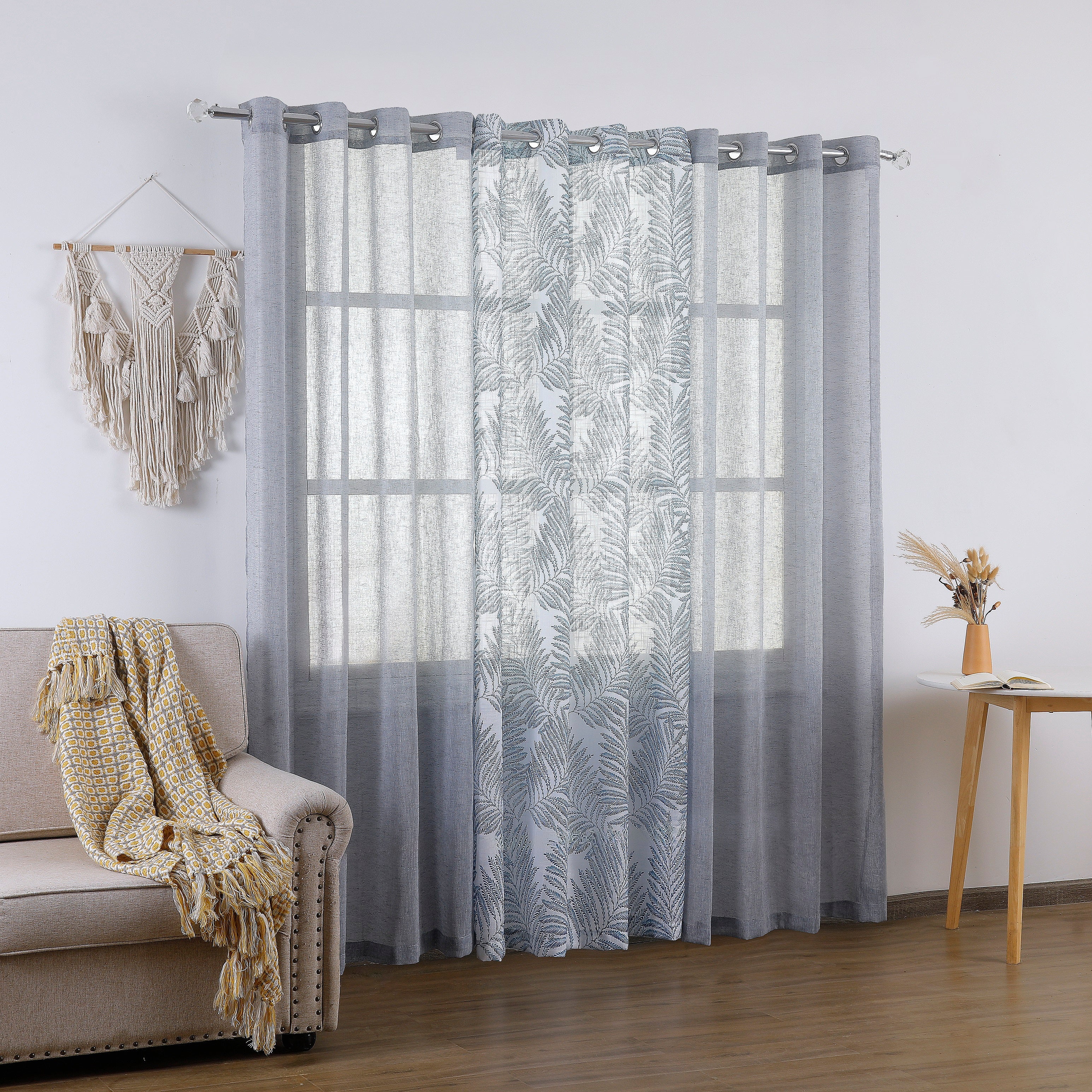 Bodil Plain & Print Set Of 3 Curtains