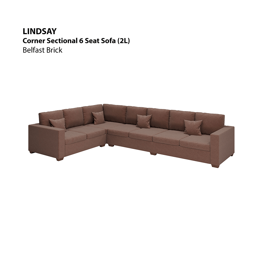 MORE LINDSAY OPTIONS Lindsay Sectional 6 Seat (2L) Sofa Lindsay Sectional 6 Seat (2L) Sofa Fabric Belfast Brick Mandaue Foam