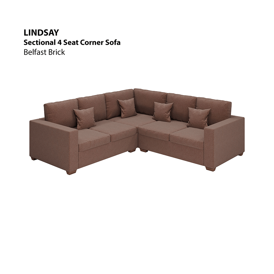 MORE LINDSAY OPTIONS Lindsay Sectional 4 Seat Corner Sofa Lindsay Sectional 4 Seat Corner Sofa Fabric Belfast Brick Mandaue Foam