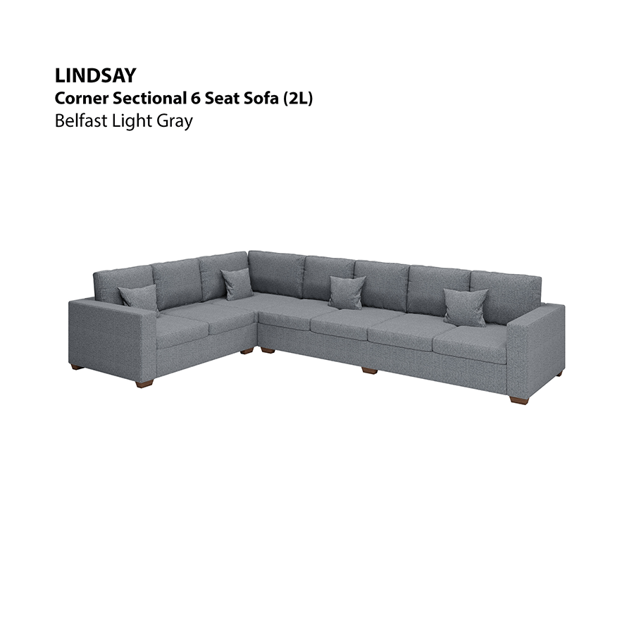 MORE LINDSAY OPTIONS Lindsay Sectional 6 Seat (2L) Sofa Lindsay Sectional 6 Seat (2L) Sofa Fabric Belfast Light Gray Mandaue Foam