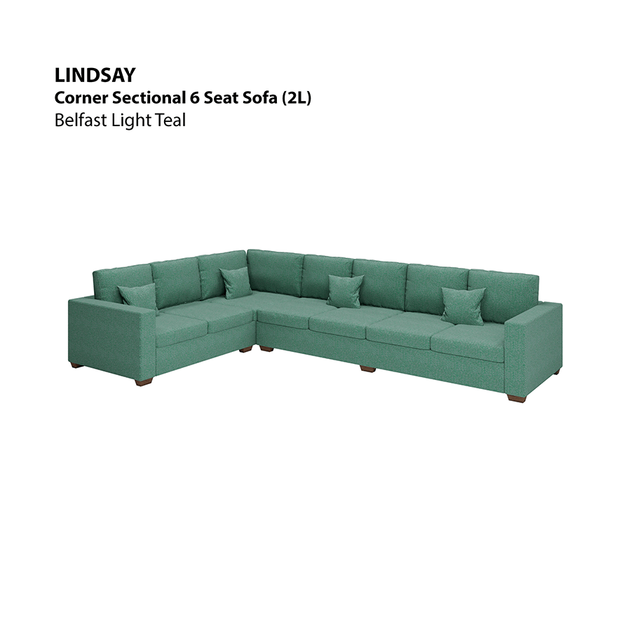 MORE LINDSAY OPTIONS Lindsay Sectional 6 Seat (2L) Sofa Lindsay Sectional 6 Seat (2L) Sofa Fabric Belfast Light Teal Mandaue Foam