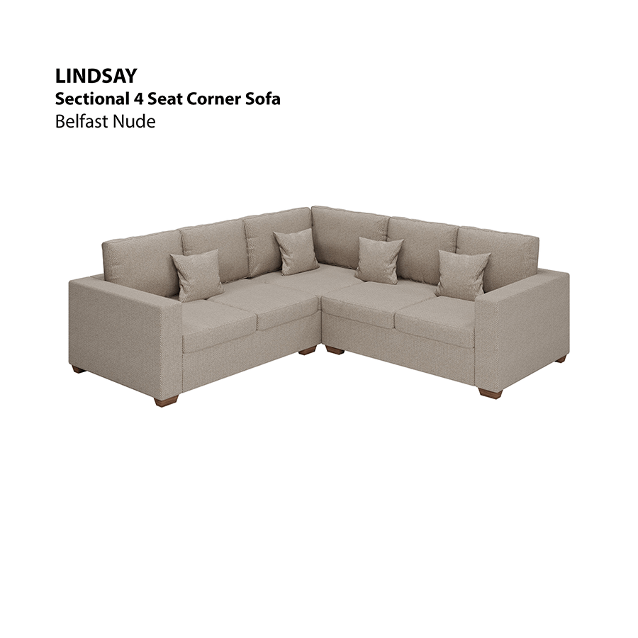 MORE LINDSAY OPTIONS Lindsay Sectional 4 Seat Corner Sofa Lindsay Sectional 4 Seat Corner Sofa Fabric Belfast Nude Mandaue Foam