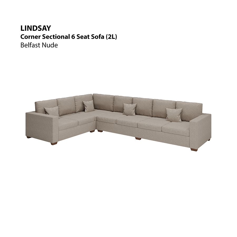 MORE LINDSAY OPTIONS Lindsay Sectional 6 Seat (2L) Sofa Lindsay Sectional 6 Seat (2L) Sofa Fabric Belfast Nude Mandaue Foam