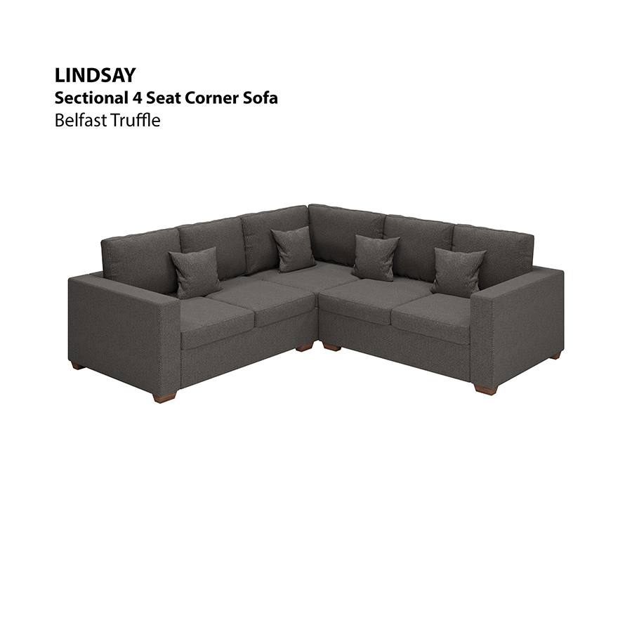 MORE LINDSAY OPTIONS Lindsay Sectional 4 Seat Corner Sofa Lindsay Sectional 4 Seat Corner Sofa Fabric Belfast Truffle Mandaue Foam
