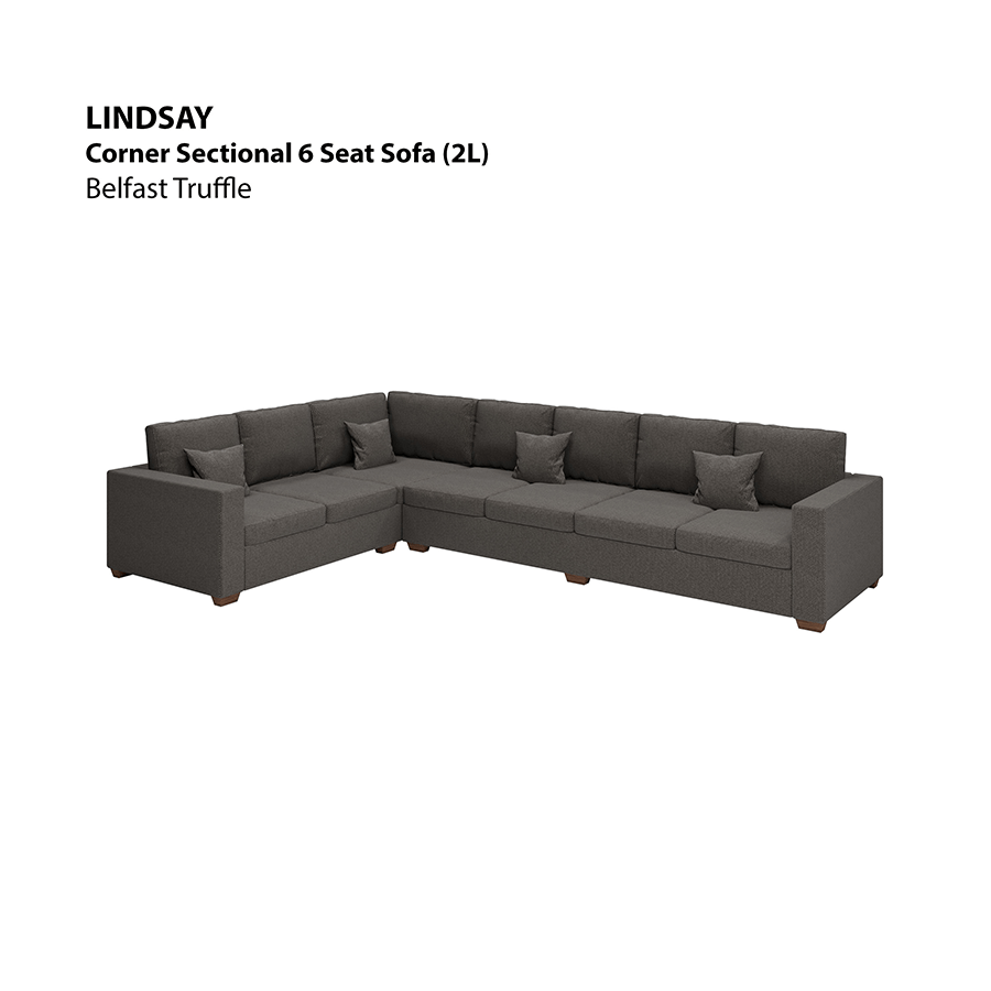MORE LINDSAY OPTIONS Lindsay Sectional 6 Seat (2L) Sofa Lindsay Sectional 6 Seat (2L) Sofa Fabric Belfast Truffle Mandaue Foam