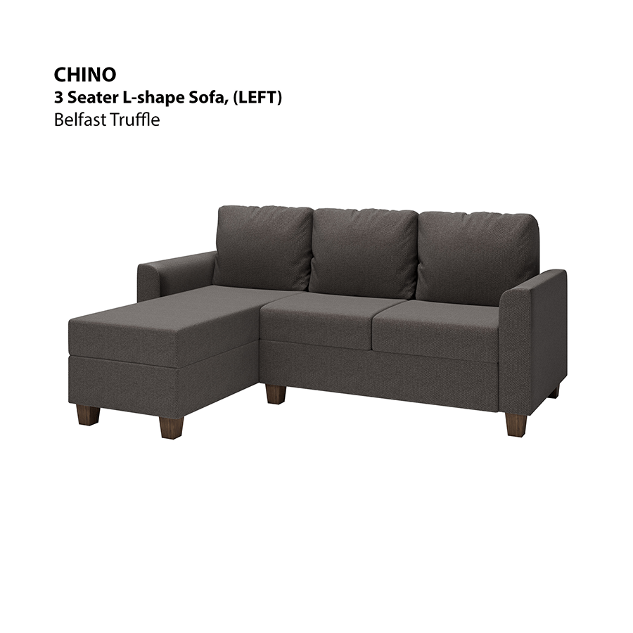 MORE CHINO OPTIONS Chino L-shape 3 Seat with Chaise (Left Facing) Sofa Chino L-shape 3 Seat with Chaise (Left Facing) Sofa Fabric Belfast Truffle Mandaue Foam