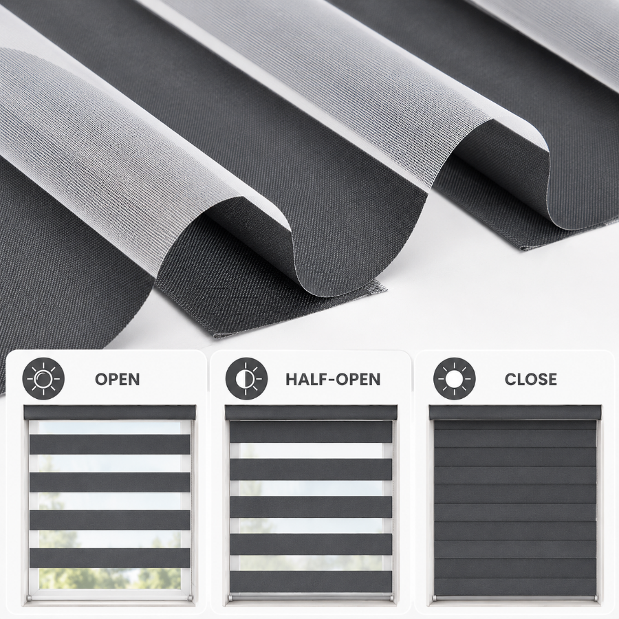 Dark Grey Zebra Blackout Blinds