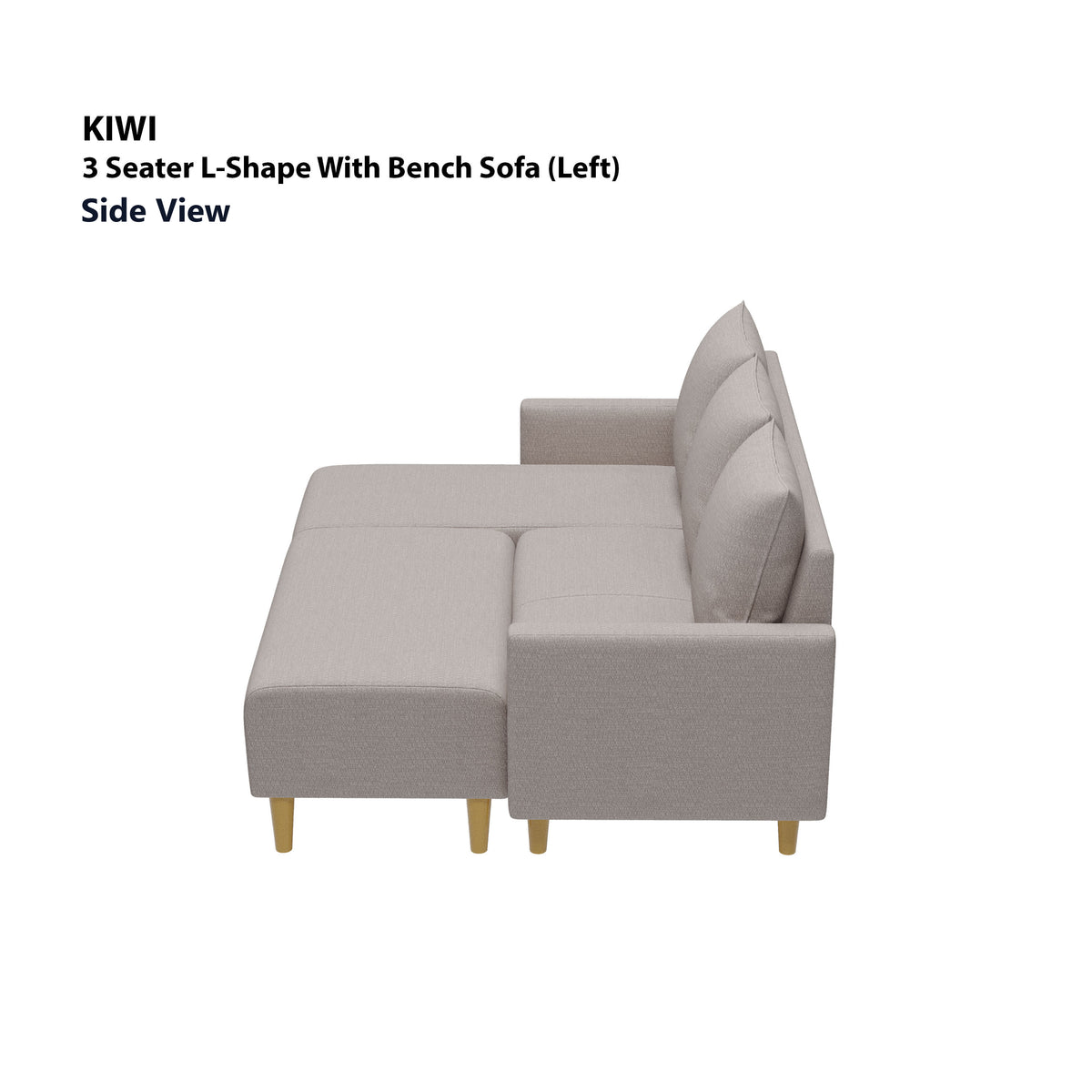 Kiwi 3 Seater L-Shape (Left Facing) with Bench