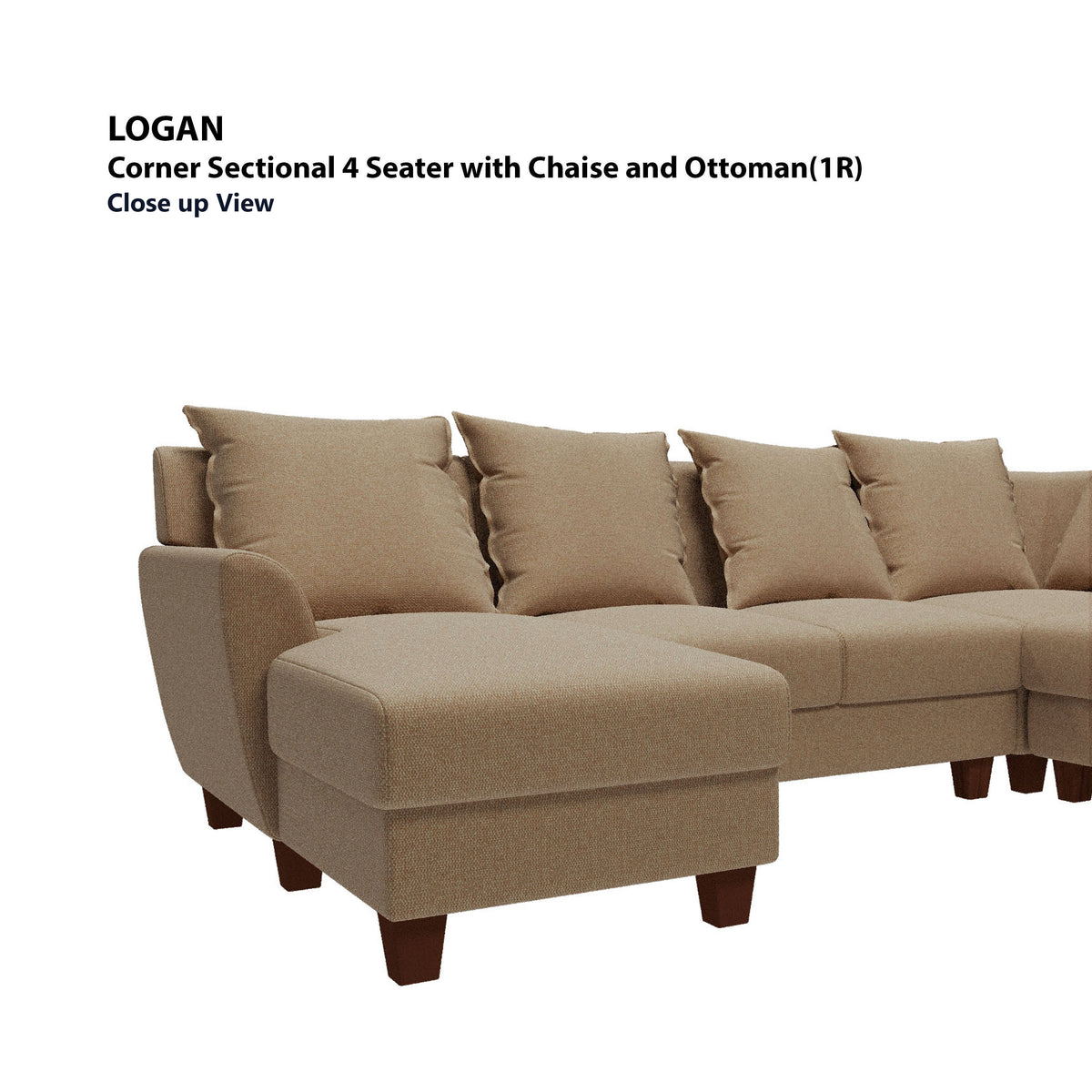 Logan Corner Section 4 Seater with Chaise and Ottoman (Right) Sofa