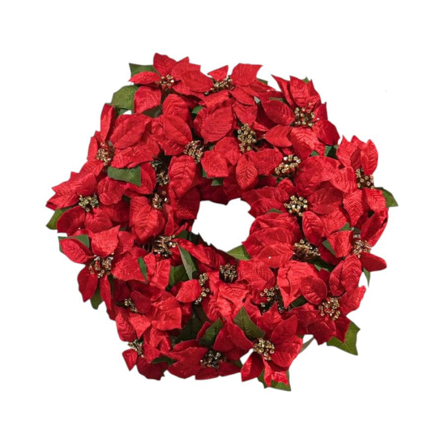 24 Heads Poinsettia Wreath 60cm