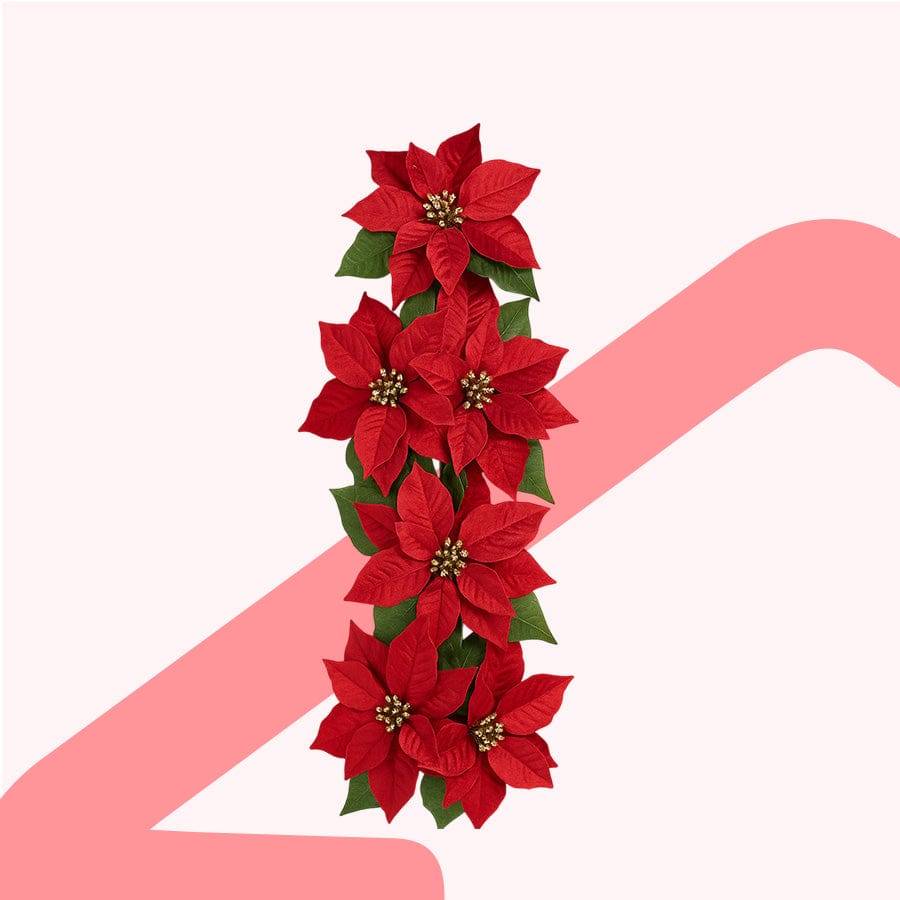 7 Heads Poinsettia Swag 65cm