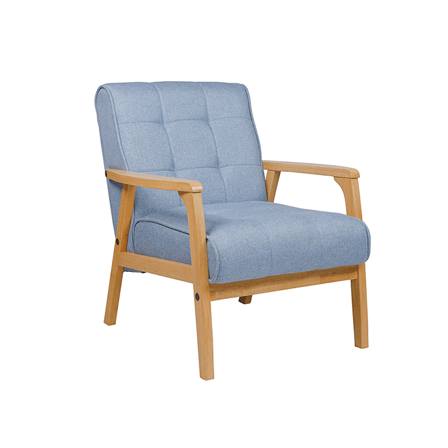 MORE ADAIR OPTIONS Adair 1 Seater Sofa Adair 1 Seater Sofa Teak + Aquamarine Blue Mandaue Foam