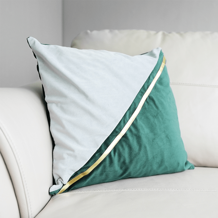 Adeline Green/Gray Stamp ThrowPillowcase