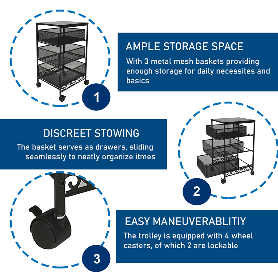 Agata Metal Mesh Trolley Agata Metal Mesh Trolley Mandaue Foam