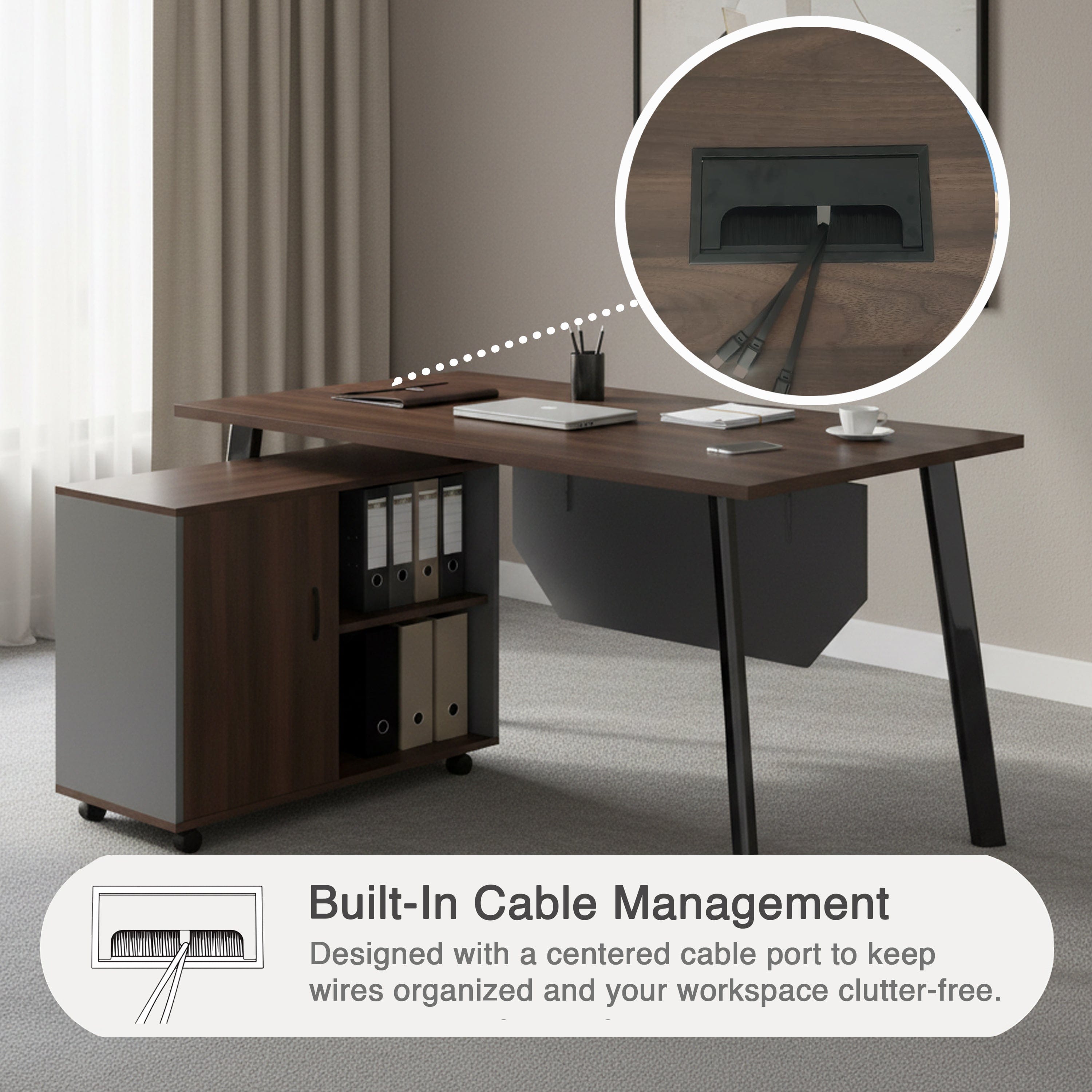 Alice 160 cm Executive Desk with Mobile Cabinet