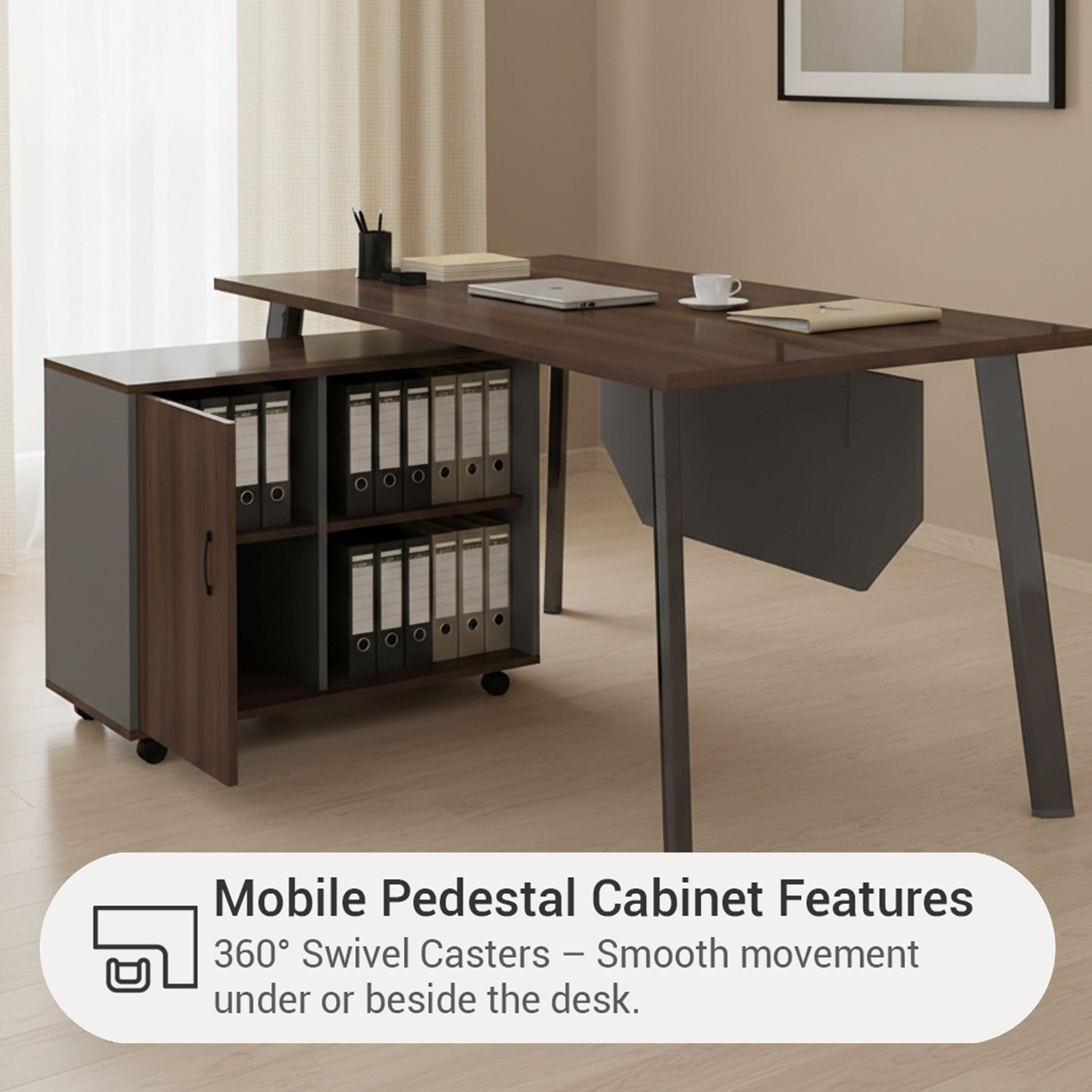 Alice 160 cm Executive Desk with Mobile Cabinet